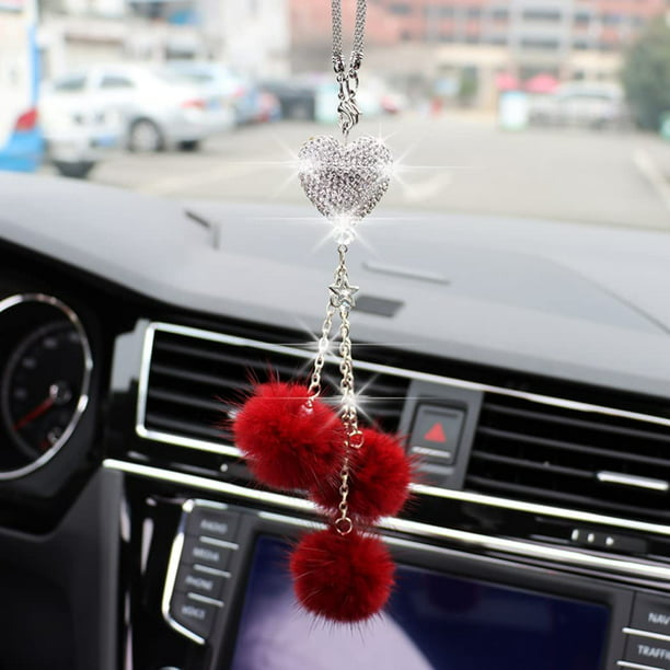 Pink Fashion Car Rear View Mirror Pendant Crystal Ornament Lucky Crystal Ball Car Accessories 